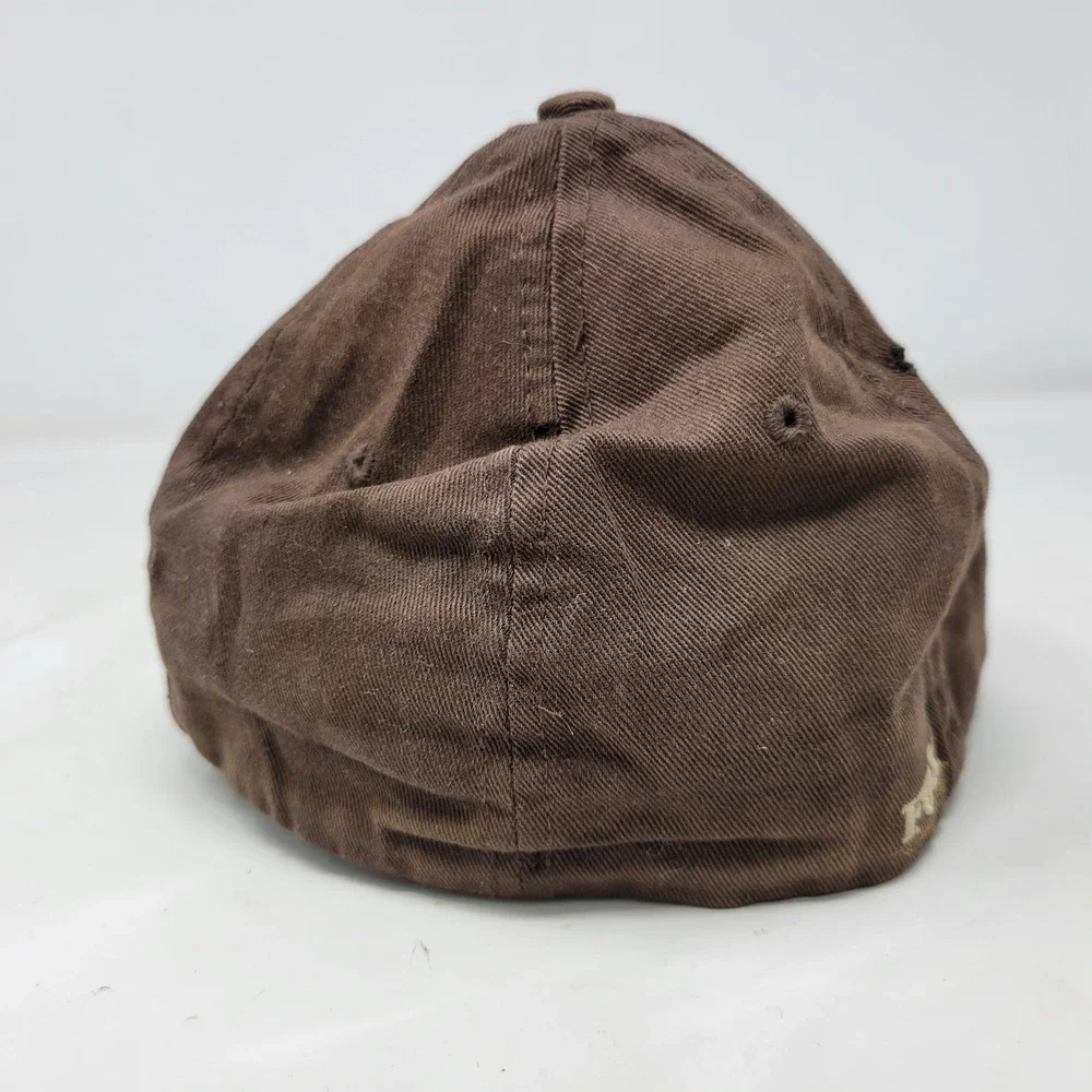 Fox Racing Flexfit Hat Brown Embroidered Logo Baseball Cap Mens S/M Distressed